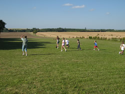 The football matches on our field are fun for all the family